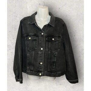 Divided H&M Black Denim Women’s Large Button Front Jean Jacket